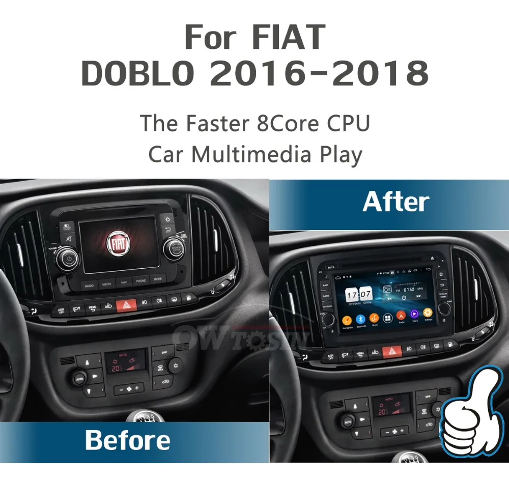 Cheap 7" IPS 8 Core 4G RAM+64G ROM Android 9.0 Car DVD Player For Fiat Doblo II 2015-2018 CarPlay Parrot BT Radio Adas Multimedia 2