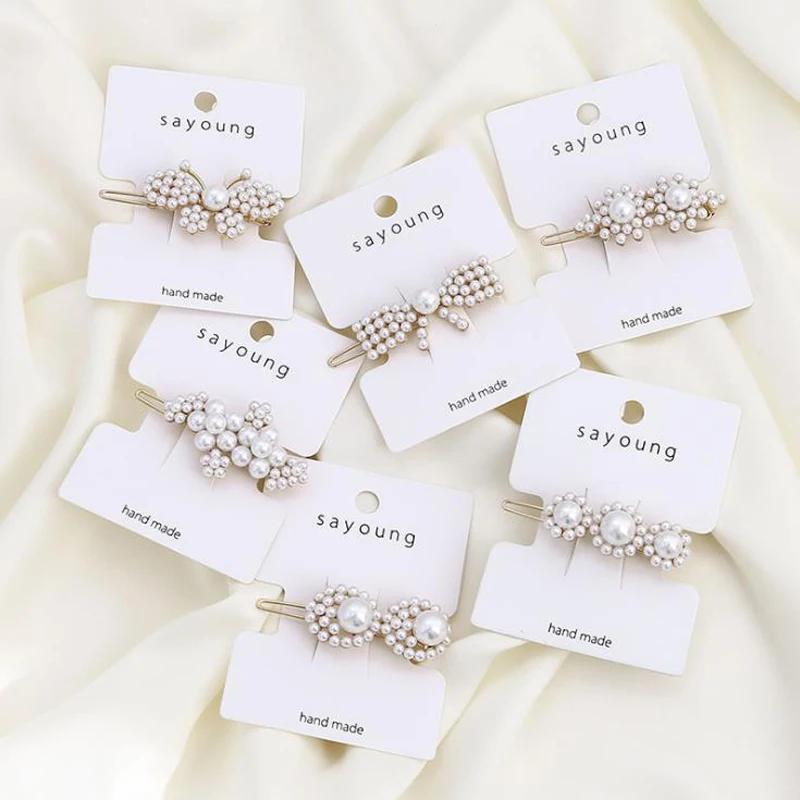 

1PC Imitation Pearls Hair Clips For Women Girls Fashion Hair Accessories Flower Hair Snap Hairpins Bowknot Barrettes Headwear