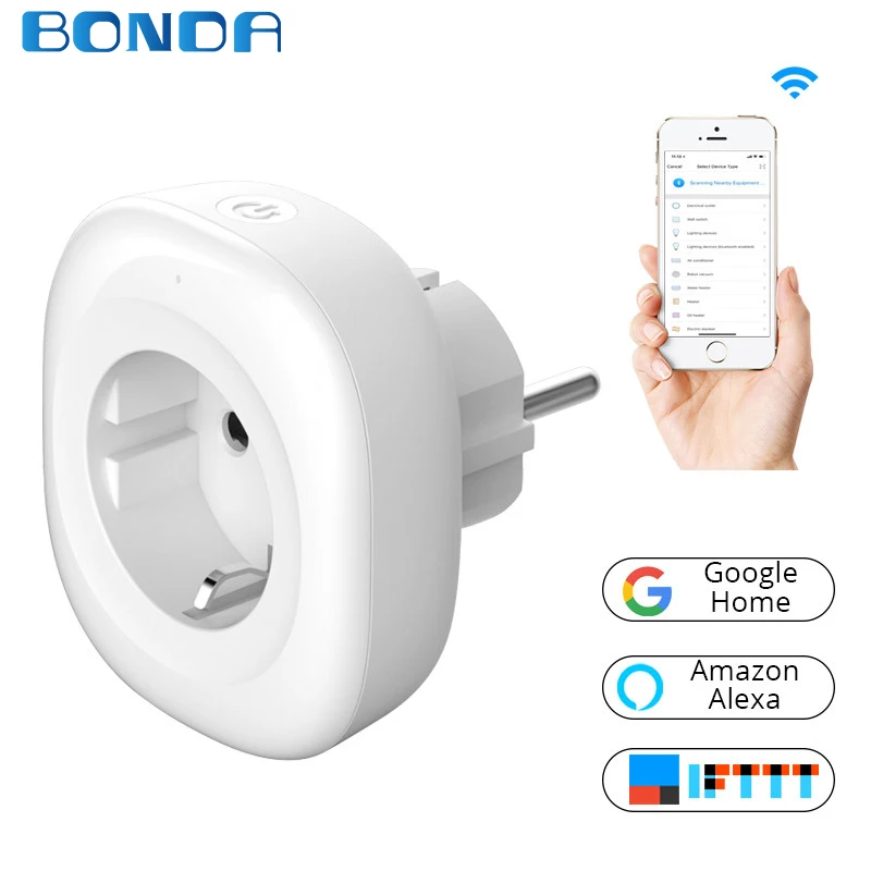

2018 New Mini Wifi Smart Socket EU Power Plug Mobile APP Remote Control Energy Monitor Works with Amazon Alexa Google Home
