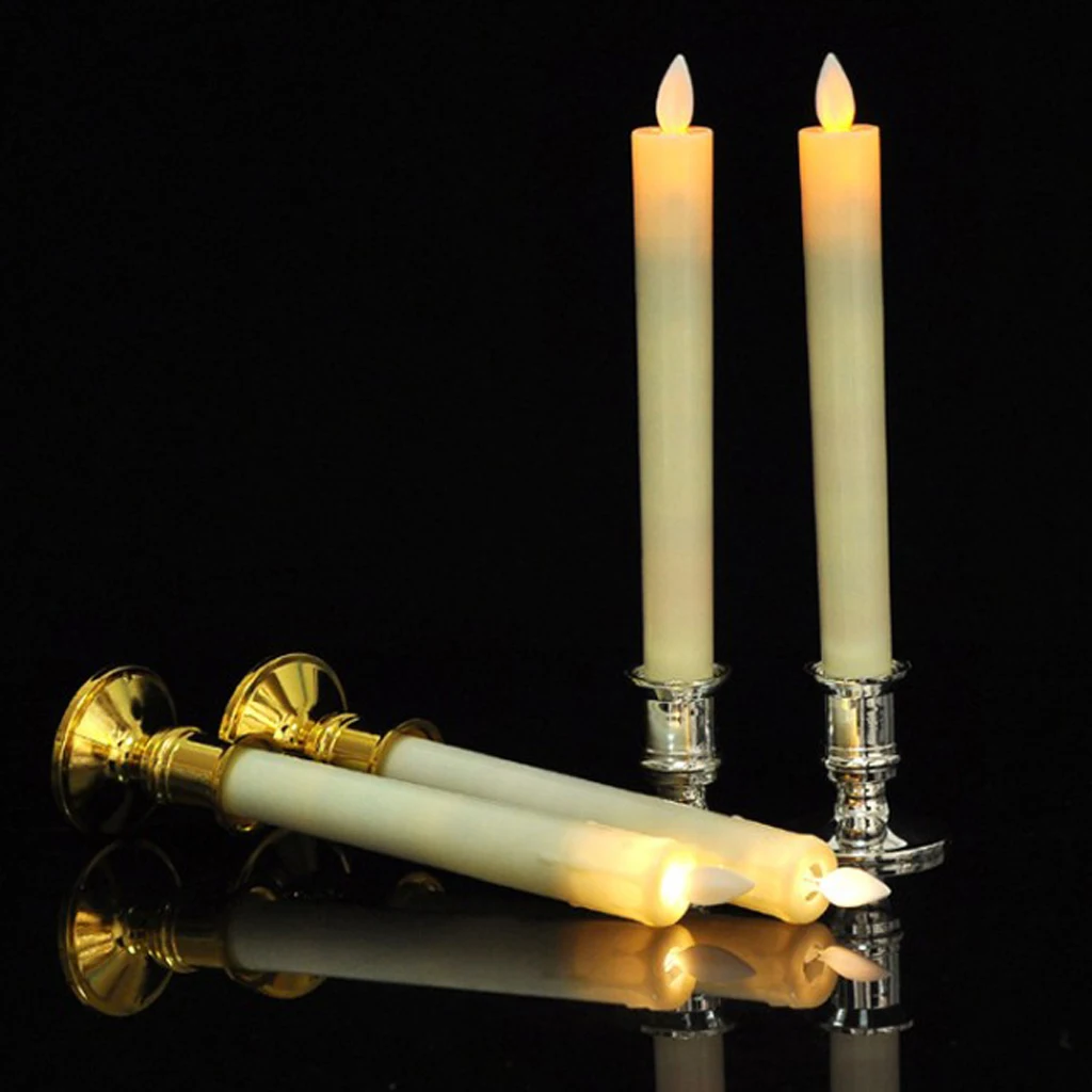 4x LED Candle Swinging Flame 25cm Pillar Candle Dinner Table Decor