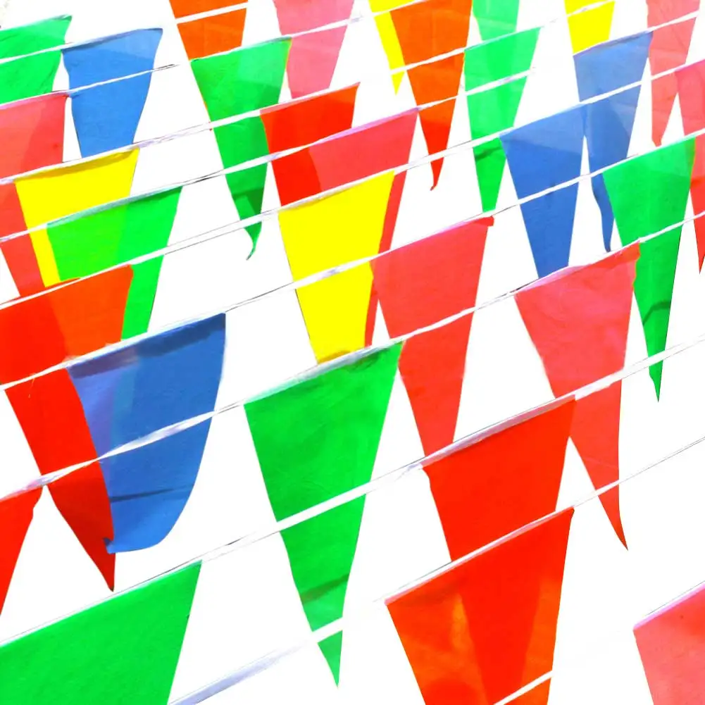 Colorful Triangle Pennant Flags 8m String Banner Festive Party & Holiday DIY Decorations Accessories Wedding Christmas Strap | Дом и сад