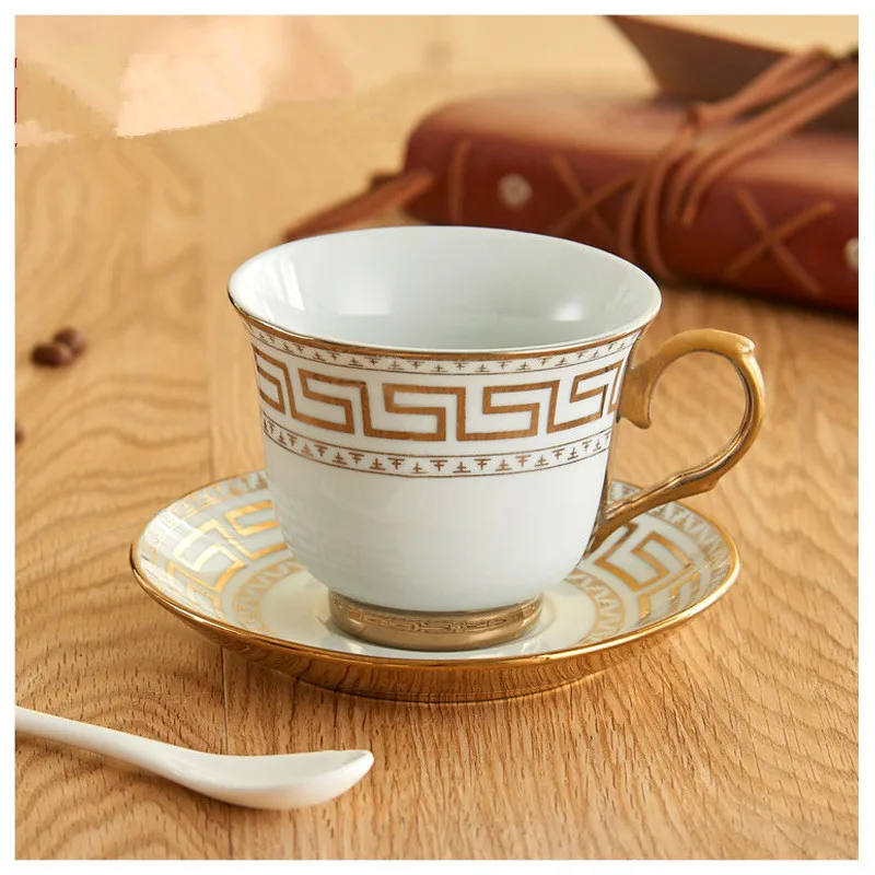 European Style Classic Elegant Ceramics plating Coffee Cups Art Bone