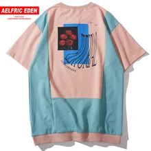 Aelfric Eden, цветная хлопковая футболка, мужская, лето, уличная одежда, полумолния, воротник Харадзюку, короткий рукав, хип-хоп футболки