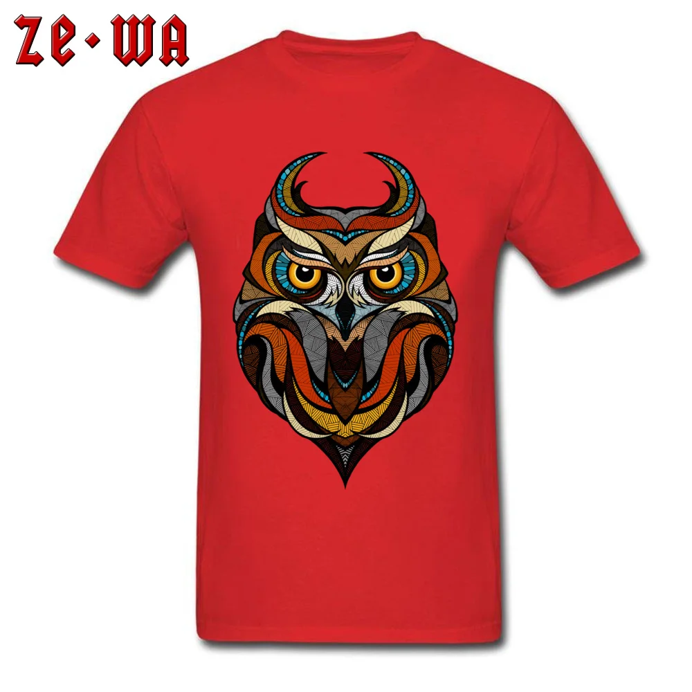 Customized Decorative Owl Mens T-Shirt 2018 Summer Short Sleeve Crewneck 100% Cotton Tops T Shirt Printing Tops T Shirt Decorative Owl red