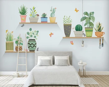 

Watercolor plants modern and simple hand-paint wallpaper,living room tv sofa wall bedroom restaurant 3d mural papel de parede