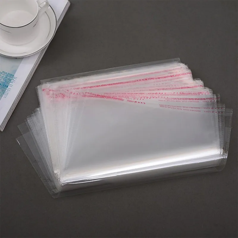 

100 Pcs Storage Bags Clear Self Adhesive Seal Plastic Packaging Bag Resealable Cellophane OPP Poly Bags Gift Bags