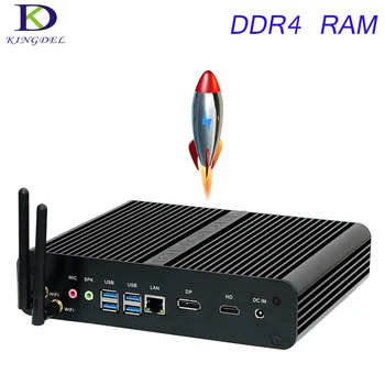 Preise Kingdel NC360 DDR4 RAM Fanless Mini PC 7th Gen Kaby See Core I7 7500U HTPC Desktop-Computer 4096*2304 4K HDMI DP WIFI Witwen 10