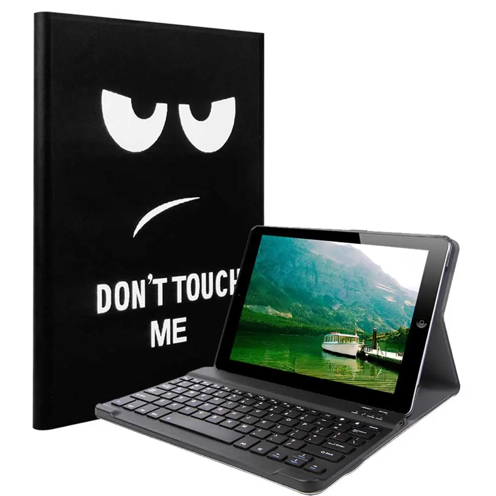 

Printed Wireless Keyboard Backlight Cover For iPad Air 2 Air 1 Case 2018 9.7 Leather Flip Stand Cover Auto Sleep Wake Smart Case