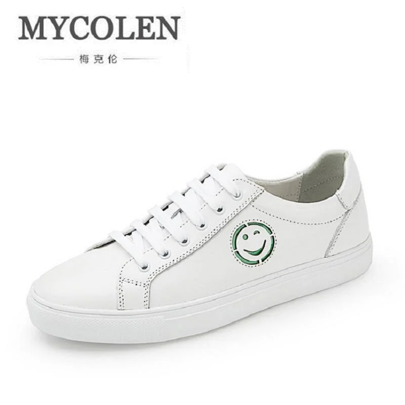 

MYCOLEN 2017 New Spring Autumn Men Casual White Shoes Breathable Black Lace-Up Board Shoes High Quality Men Flats Shoes