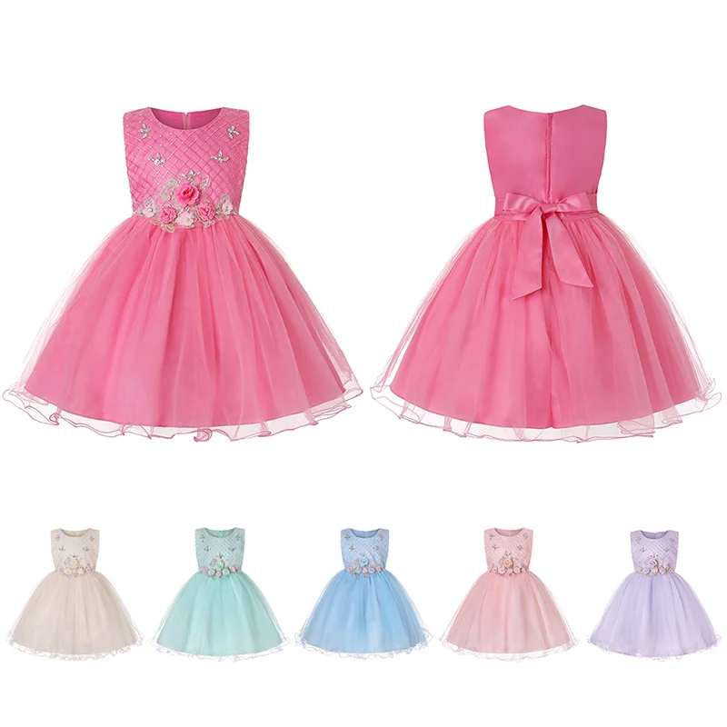 

Abckids Baby Girls Wedding Flower Lady Princess Lace Dress Children Piano Costumes Polyester Children's Clothing