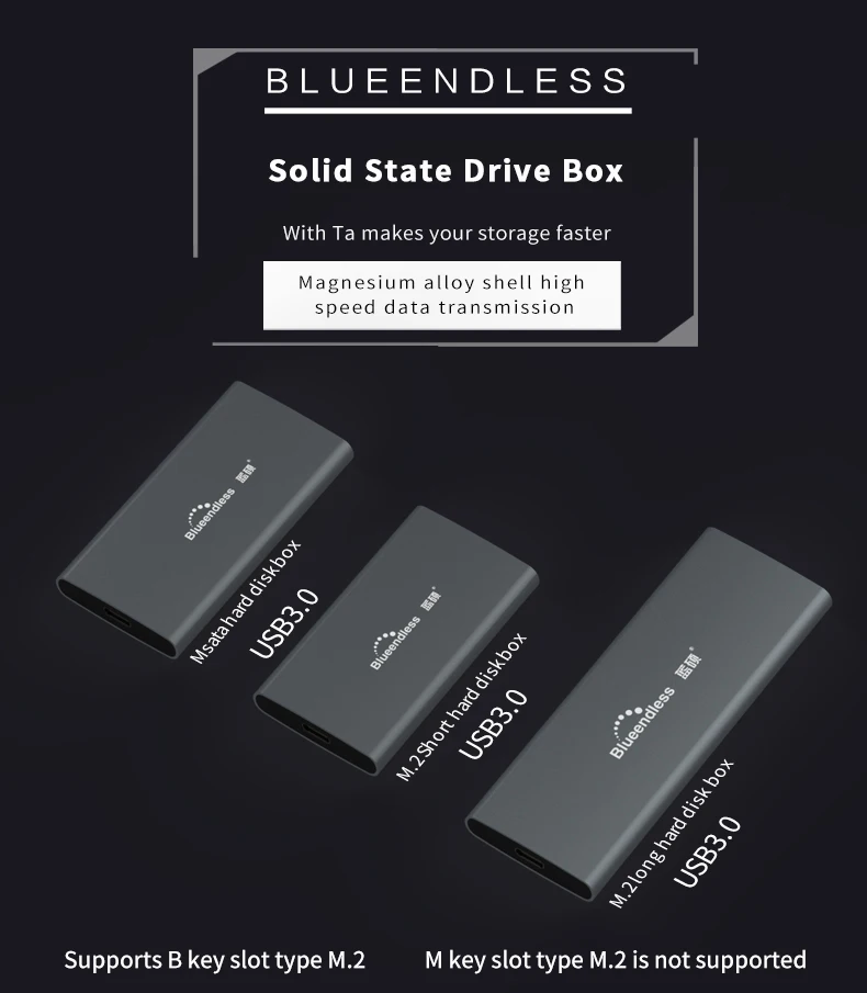 New product Aluminum m.2 ssd case portable hard disk msata to usb type c msata case 224222602280 hard drive msata enclosure (12)