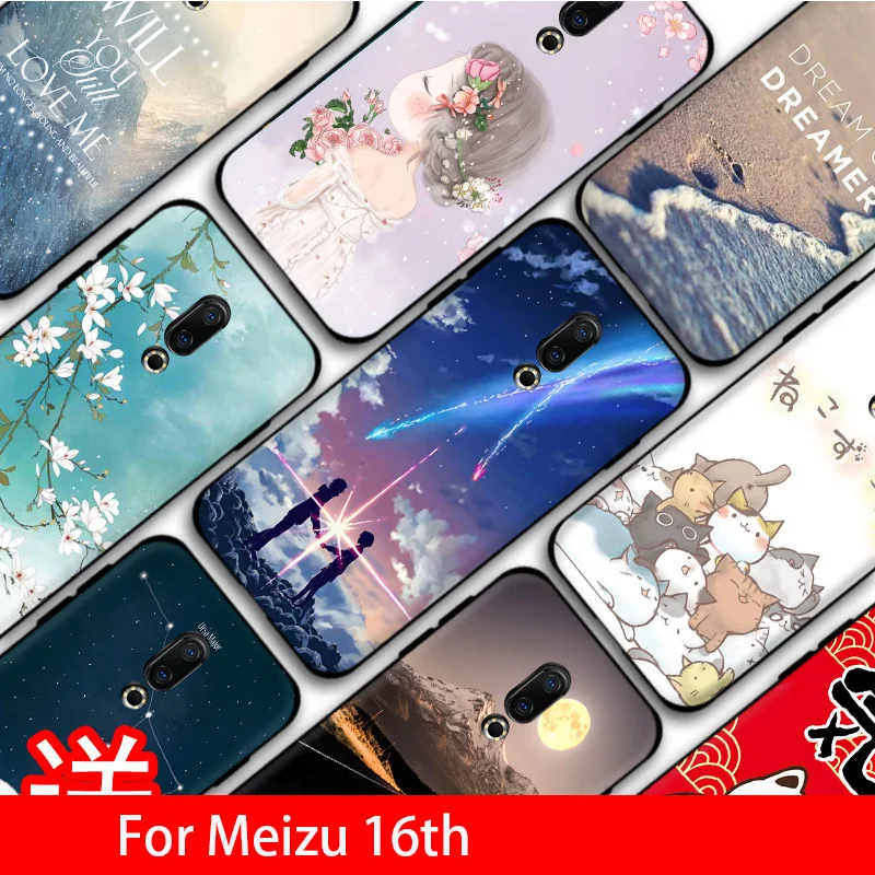 Популярный чехол с русалкой Meizu 16th, чехол с мультяшным рисунком для Meizu 16th, чехол для телефона s с кольцом на палец BiNFUL