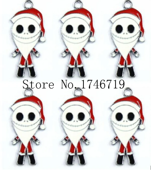 

Hot Sale 10 pcs Nightmare Before Christmas Christmas Hat Metal Charms DIY Jewelry Making Pendants Accessories For Best Gift D-44