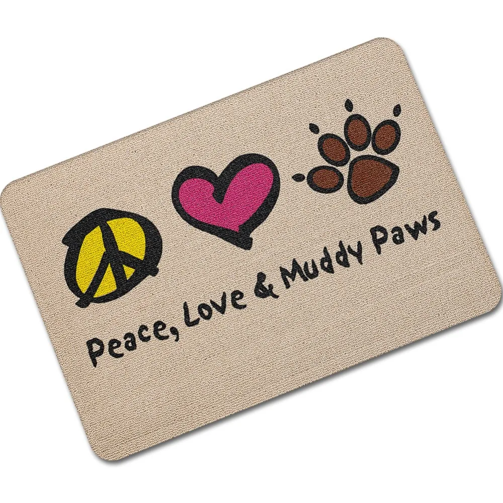MDCT Peace Love Muddy Paws Printed Floor Mats Outdoor Kitchen