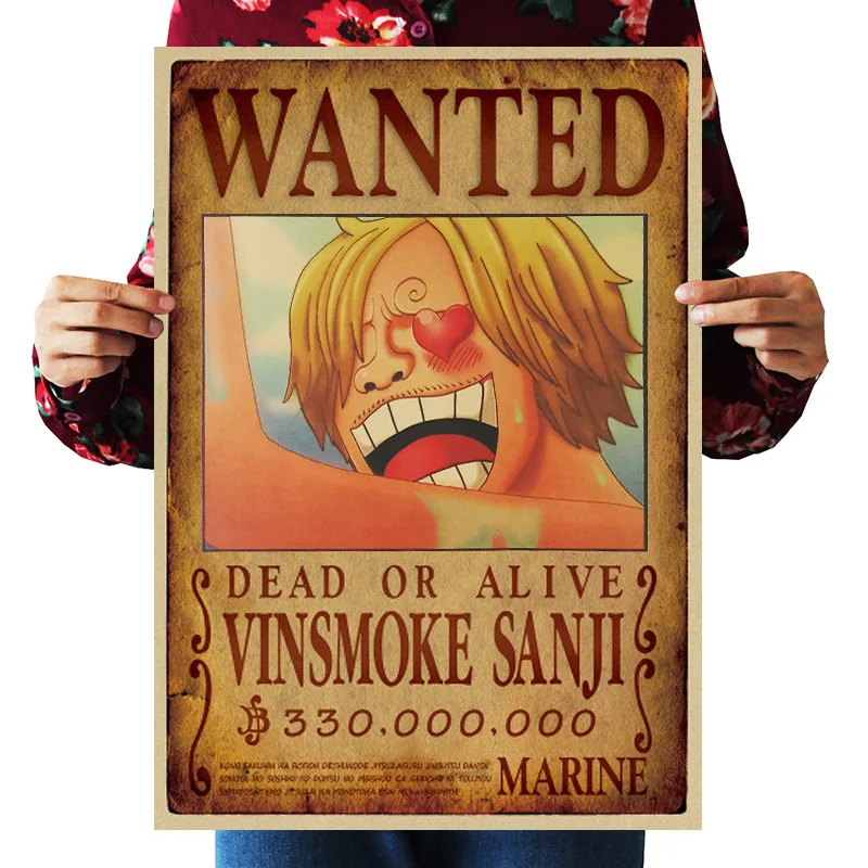 69 стилей ONE PIECE Wanted постеры игрушки винтажный постер Луффи Эйс джинбе нами и Чоппер Робин Зоро Санджи Усопп аниме наклейка 51x36CM