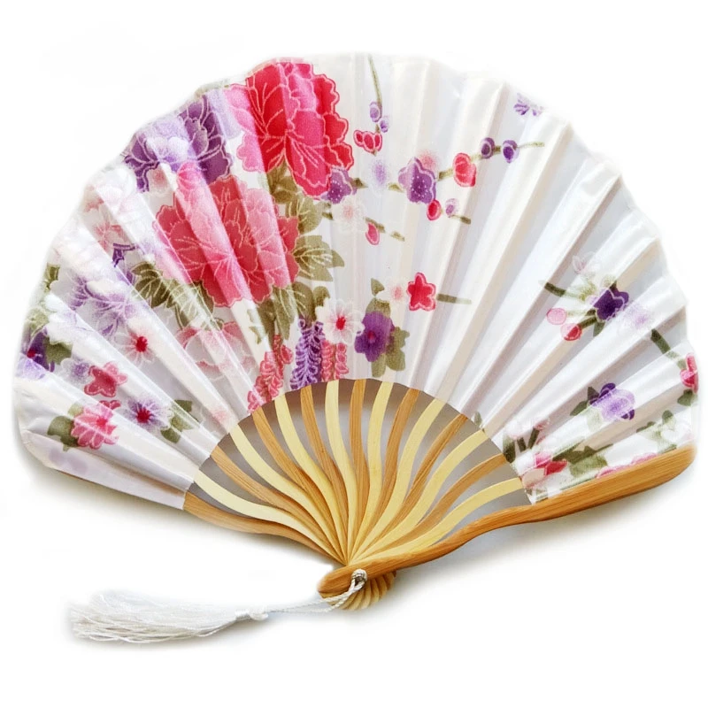 

30pcs Flower Hand Held Fans Silk Bamboo Folding Fans Handheld Wedding Party Hand Fan Cool Bamboo (can Personalized Printing)
