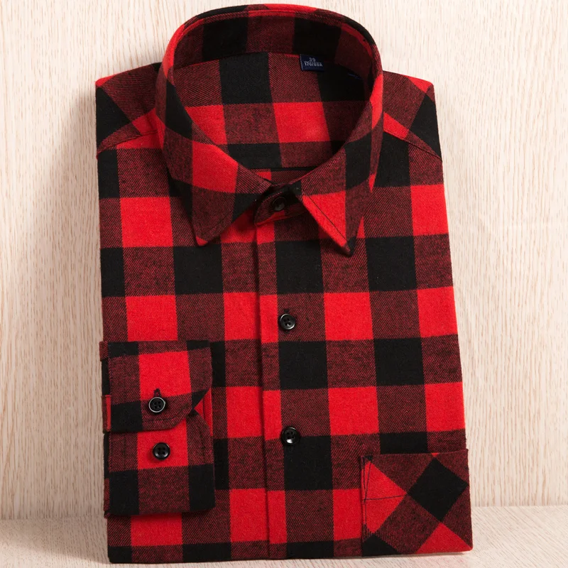 Plus Size 6XL 2019 Spring Men's Plaid Flannel Shirt Comfortable Slim Fit Male Business Casual Long-sleeved Shirts | Мужская одежда