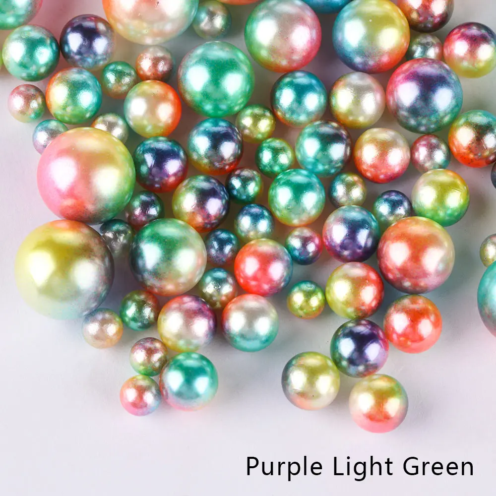 250PCS Multi Size No Holes Imitation Pearls Round Garment Beads DIY Craft Scrapbook Clothing Nail Art Decor Sewing Accessaries - Цвет: Purple Light Green