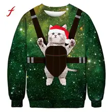 Feitong/Высококачественная футболка Женская осенне-зимняя толстовка с длинными рукавами и круглым вырезом и 3D-принтом Женская одежда, футболка