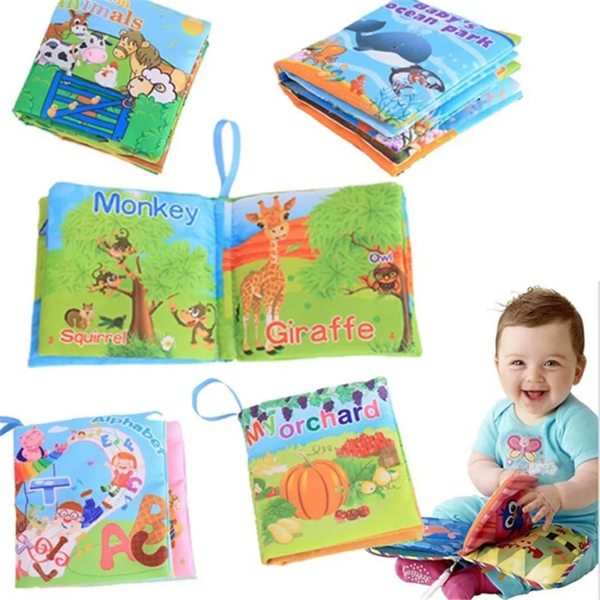 

6Pcs/set Infant Baby Early Learning Educational Animals Read Books Soft Toys Cloth Book aby Rattles & Mobiles Toys for Children