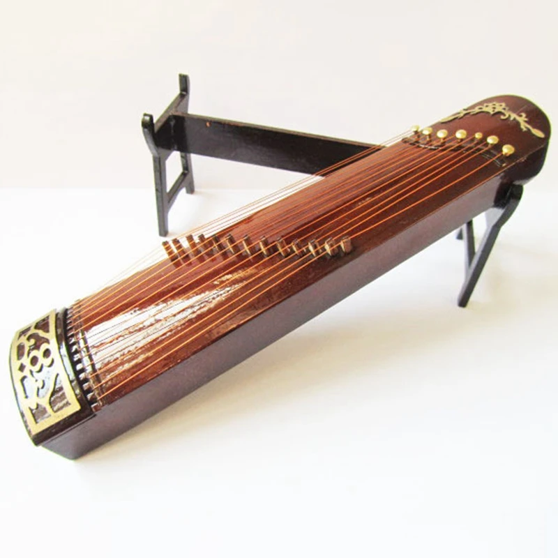 Мини guzheng Модель Китайская традиционная Zither коллекция музыкальных инструментов декоративные украшения модель подарок чехол с подставкой