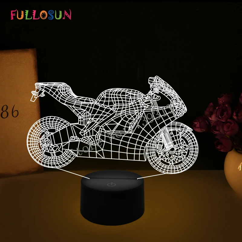 Светильник для сна в спальню, 3D мотоциклетная настольная лампа, Ночной светильник, 7 цветов, светодиодный светильник для мотоцикла, Прямая поставка