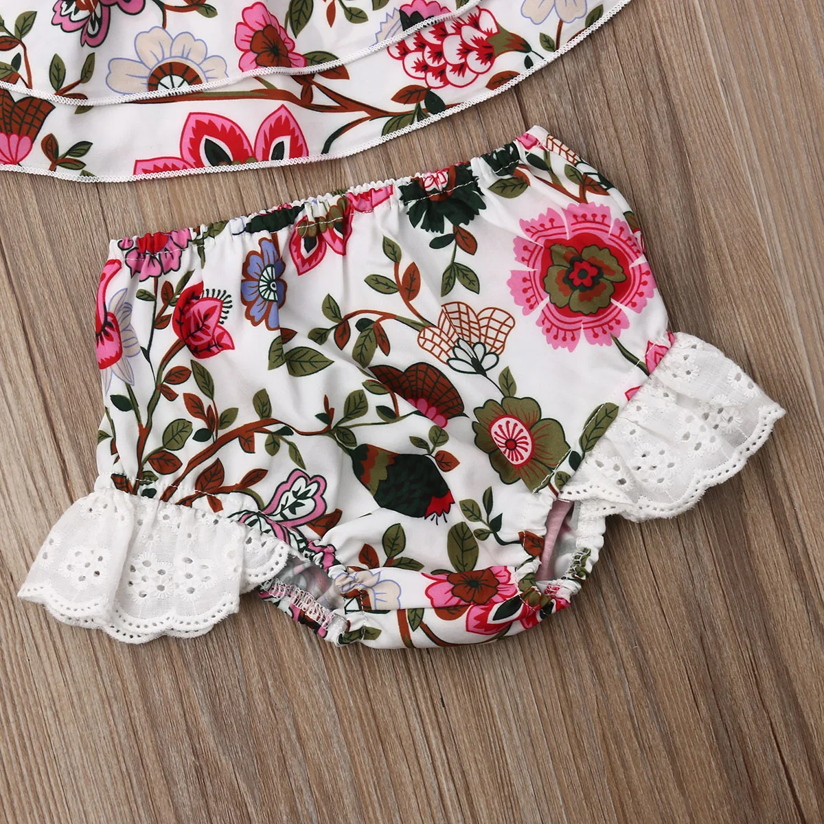 Neugeborenen Baby Mädchen Sommer Kleidung Sets Blumen Off Schulter Crop Tops Shorts Briefs Outfit