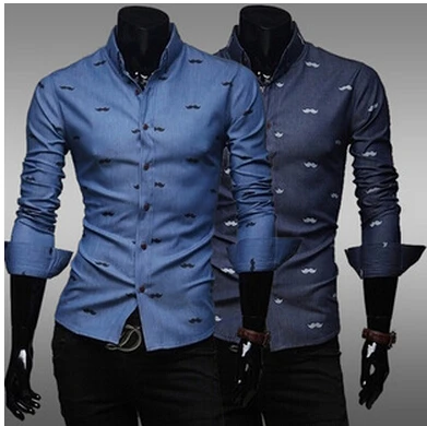Бесплатная доставка Печатный дизайн Распродажа мужских рубашек продажа мужской джинсовой рубашки