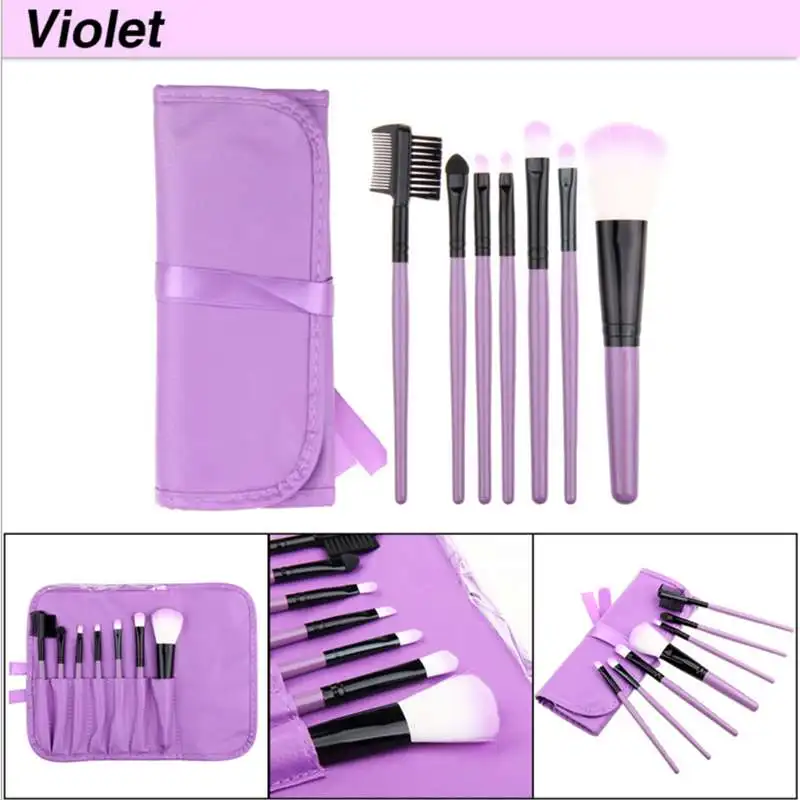 Colorido em pu Cabelo Sintético Profissional Peixe Especial Punho Plástico Cosmetic Make up Brush Kit Makeup Brushes Grupo Bolsa 7 Pcs 2 Beleza e saúde