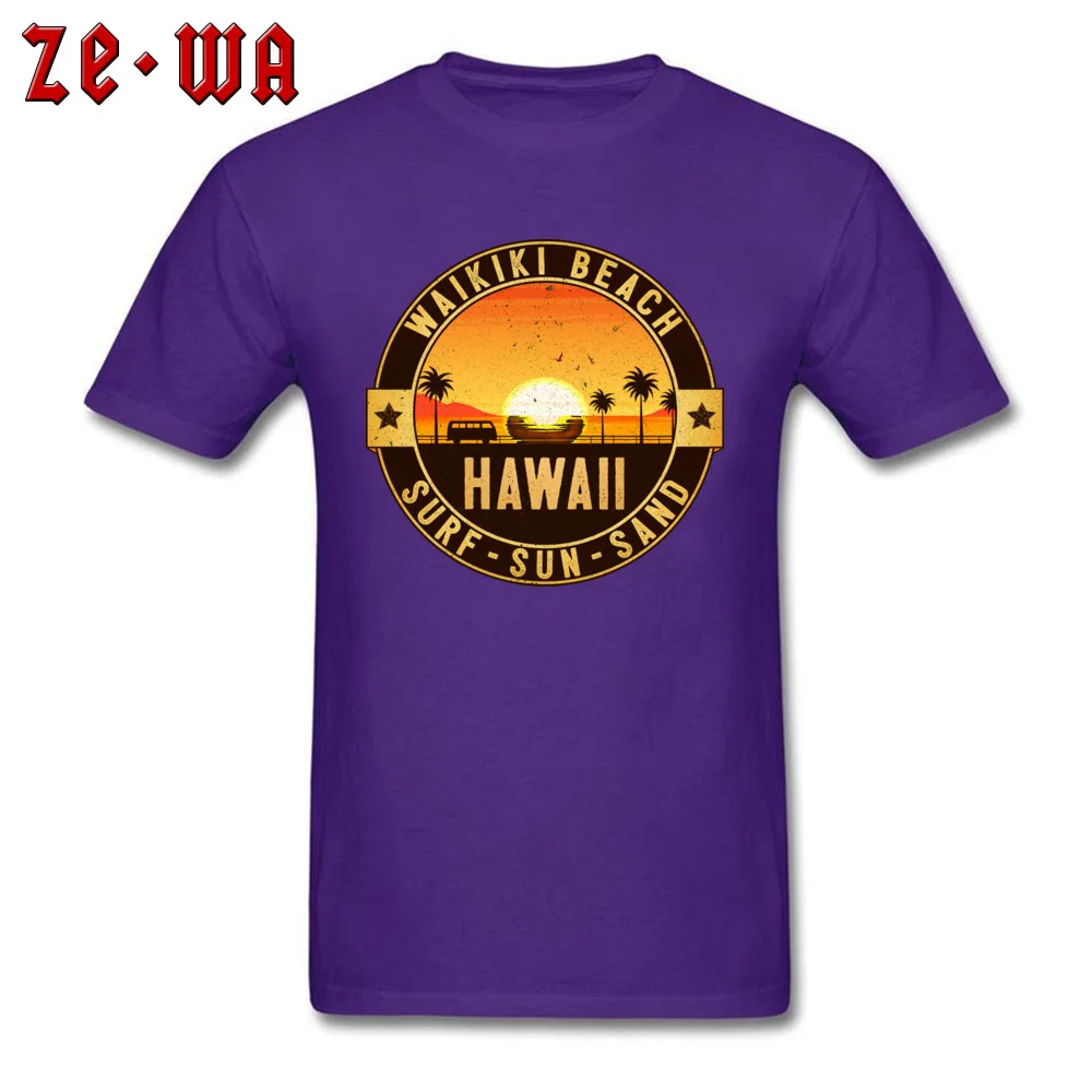 Dominant Mens Tops Shirts Summer Design Top T-shirts Cotton Short Sleeve Comics Tee-Shirt Round Collar Wholesale WAIKIKI BEACH HAWAII OAHU SURF SUN SAND SURFING BEACH VACATION V purple
