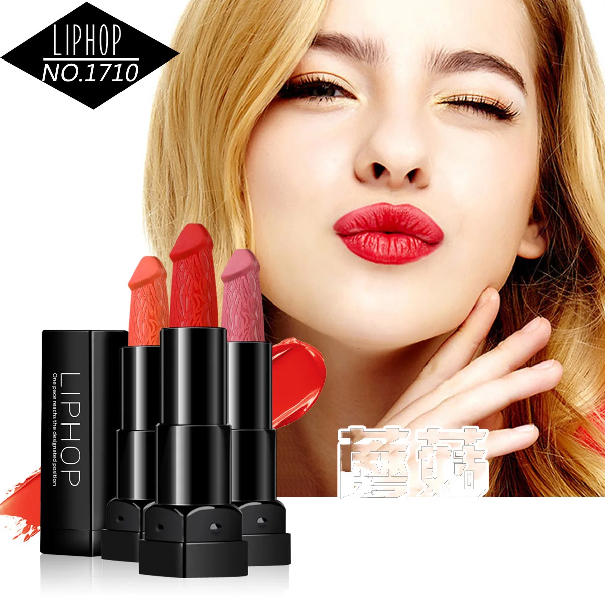 LIPHOP Brand 6 Colors Rouge Pop Matte Lipstick Set Lips Makeup Penis Shape Lip Stick Mushroom Long Lasting Moisture Cosmetic