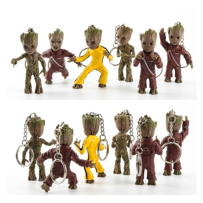 

Avengers Baby Groot Guardians of Galaxy Man Keychain Figures Gro Doll Figuras Brinquedos Key Bag Pendants Dolls With Box