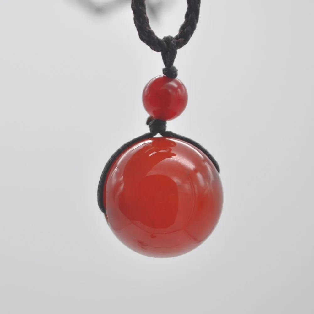 Натуральный Красный Сердолик Круглый камень регулируемый нейлоновый переплетенная веревка Цепочки и ожерелья ювелирных изделий F437