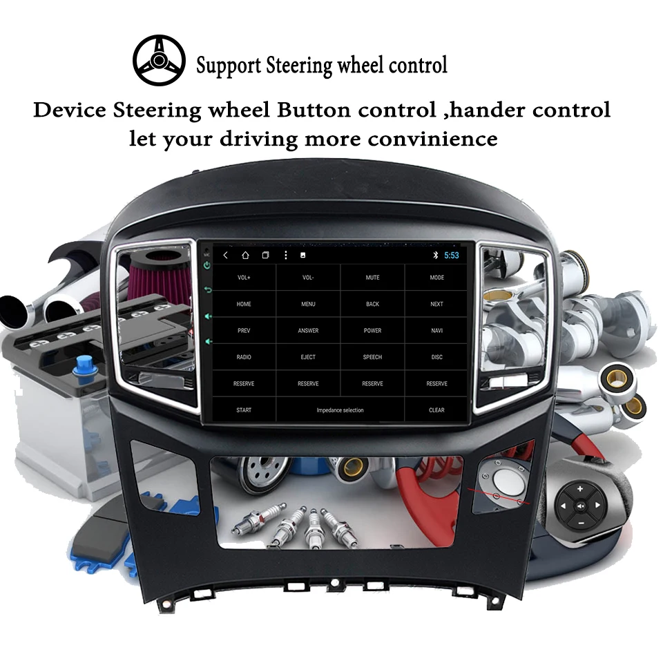 Excellent 9 inch HD 2 din Android 9.1 Car Dvd Player For Hyundai H1 Grand Starex 2015 - 18 Radio tape recorder Video Gps WIFI 4+64GB audio 5