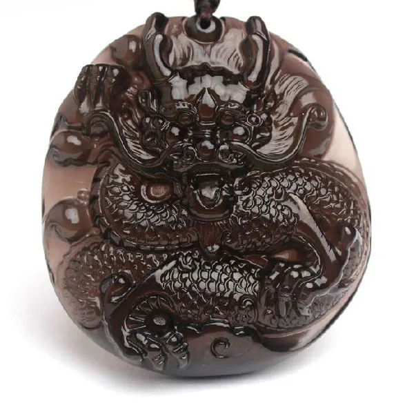 

New Arrival,2014 Year Dragon Obsidian Pendant.With Certificate Copy.Free shipping.