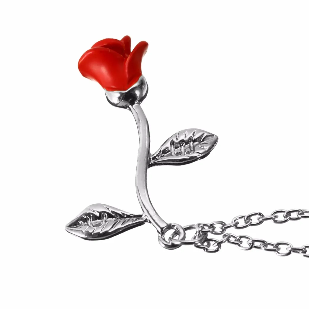 Red Rose Flower Statement Necklace Shellhard Bijoux Femme Collier Necklaces Pendant Trendy Women Jewelry Gift