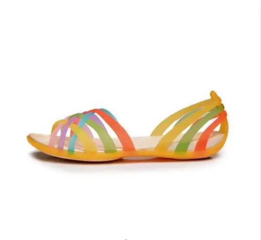 croc 2016 Women Cross Shoes block wedges sandals jelly colorful in the hole open toe flat