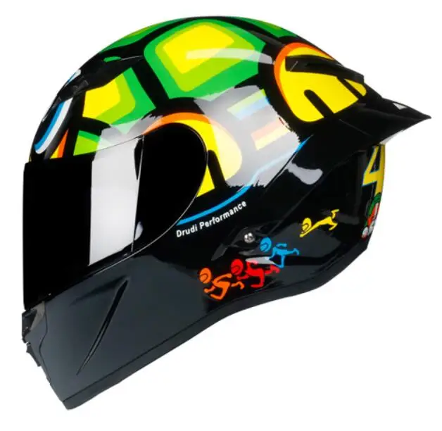 

full face tortoise Geometric moto safe hat helmet with rear wing carbon painting motorcycle racing helmet