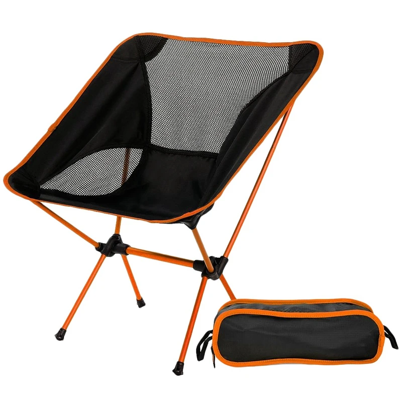 

Ultralight Folding Chair With Carry Bag Portable Beach Sunbath Picnic Barbecue Camping Chairs Orange