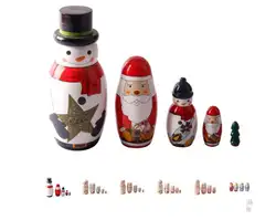 Миниатюрные чистые ручная роспись русские куклы 5 слоев Рождество Снеговик Санта Клаус изображение деревянный размер 15 см * 5,6 см подарок