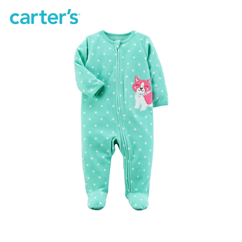 

Carter's 1-Piece baby children kids clothing Girl Sping Fall Fox Zip-Up Fleece Sleep & Play 115G407