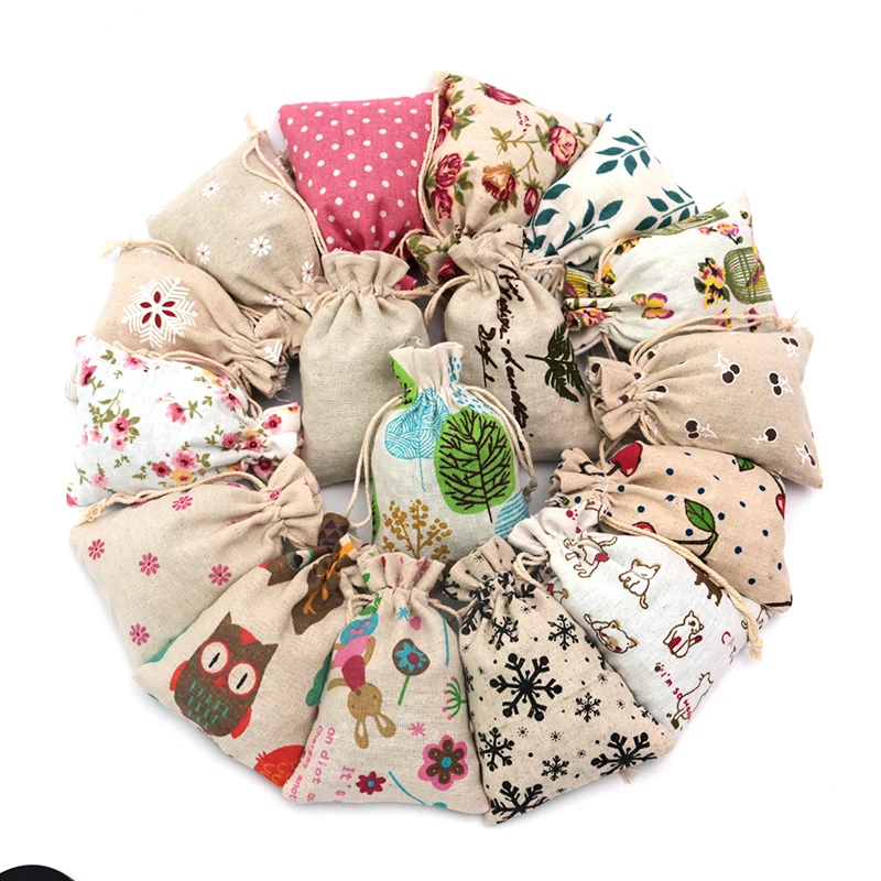 Wholesale 10pcs/lot Linen Cotton Bags 10x14cm Small Muslin Charms Gifts