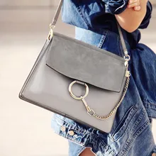 Frauen marke mode hochwertigen pu-leder big kreis ketten handtasche crossbody messenger schwarz blau grau braun tasche