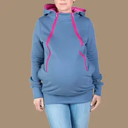 Диагональ молния толстовка Полерон Mujer 2019 мать толстовка с изображением Кенгуру Baby Carrier худи карман для беременных женская зимняя одежда