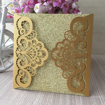 

40pcs/lot Chic Pearl Paper Wedding Invitations Card Birthday Party Invitations Greeting Blessing Card Banquet Supplies