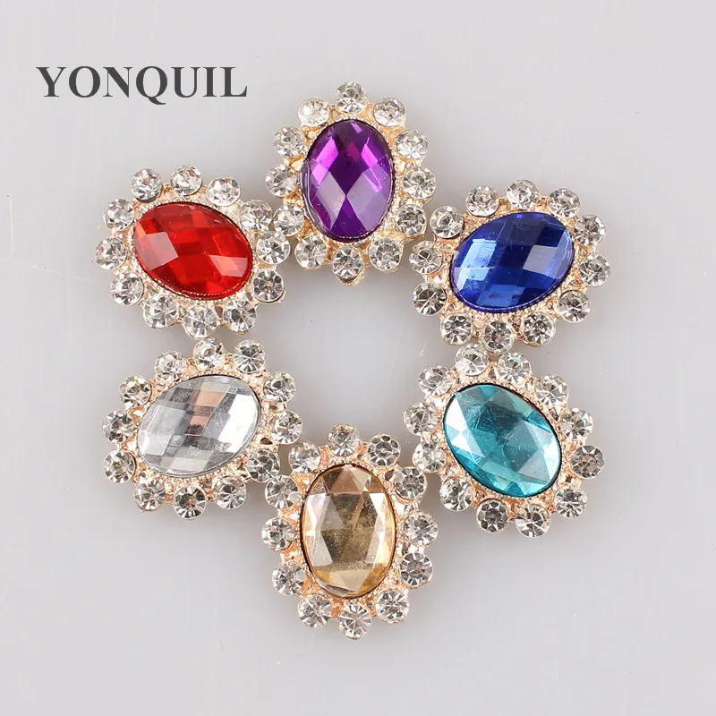 

20*24 MM Gold base claw settings 6 colors Sew on glass flatback Crystal rhinestone buttons hat diy accessories 24pcs/lot MYQB084