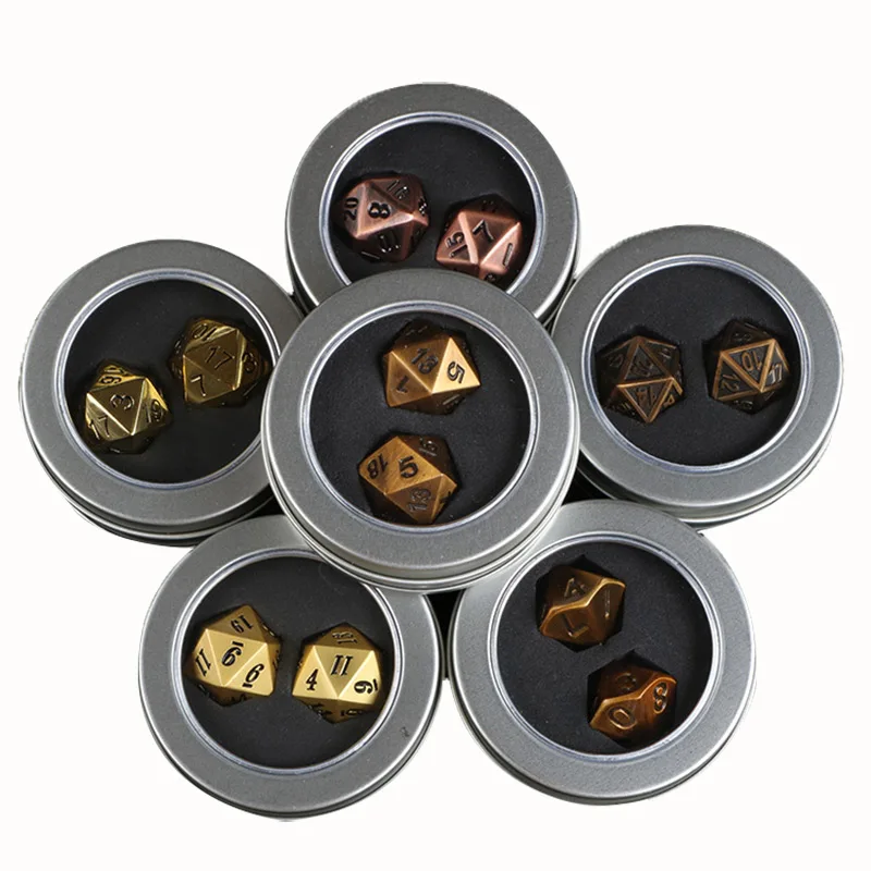 

2019 Foreign Trade New Metal Dice Multi-face Running Group Dice 20 Face Dice Six-ten Face Dice Digital with Box