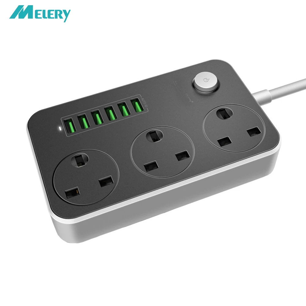 Цена Desktop мощность полосы стабилизатор напряжения 3 AC Великобритания Plug розетки с USB 6 зарядки порты док зарядное устройство адаптер для офис