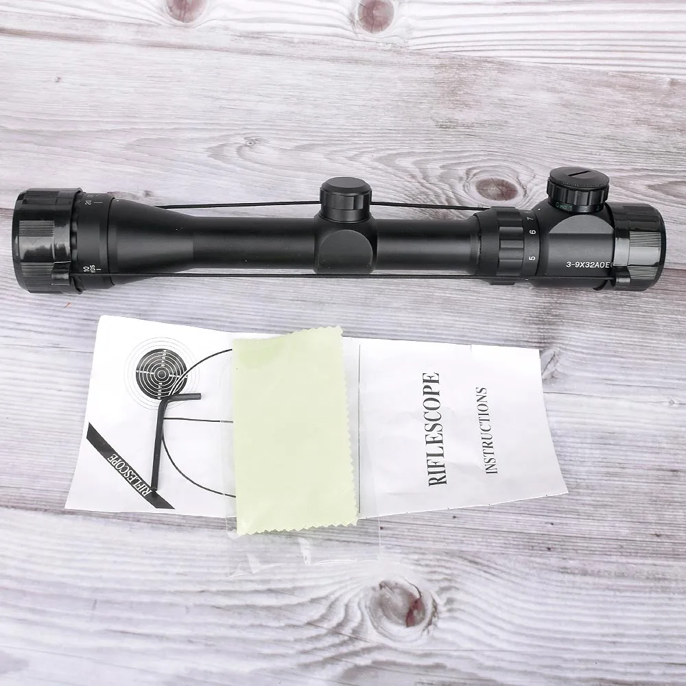 3-9x32 Тактический Rimfire Riflescope с крепежными кольцами для оружия спортивного снайперского использования охоты