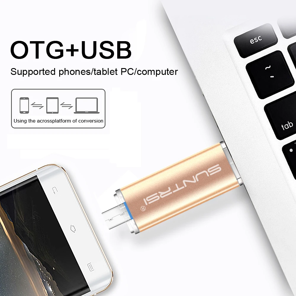 Suntrsi USB 3 0 OTG флеш накопитель 64 Гб внешний 32 ГБ реальная емкость 8 карта памяти